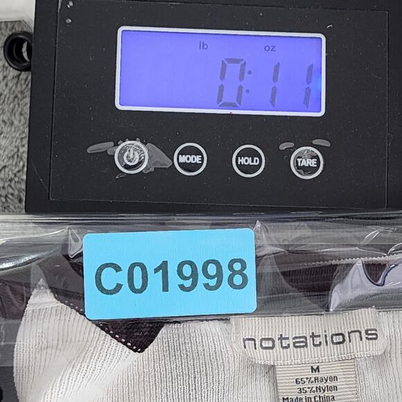 Vintage Notations Sweater Womens M White Black Tie Front Preppy Rayon Nylon Knit - Picture 10 of 10